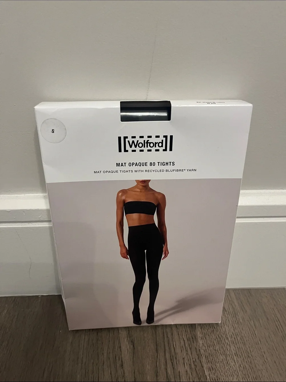 Wolford mat opaque 80 tights. Size small. Black. New in box.